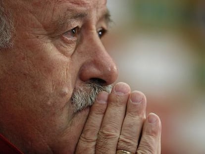 Del Bosque, durante su conferencia de prensa en Gnewino.