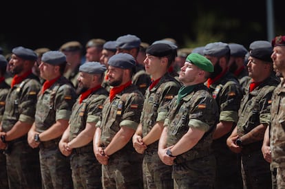 Soldados españoles que se han incorporado al contingente enviado a Eslovaquia, el pasado 1 de julio.