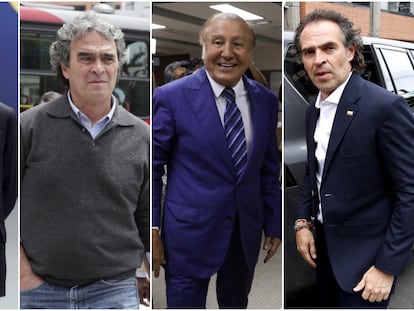 Los candidatos a la presidencia de Colombia: Gustavo Petro, Sergio Fajardo, Rodolfo Gutiérrez y Fico Gutiérrez.