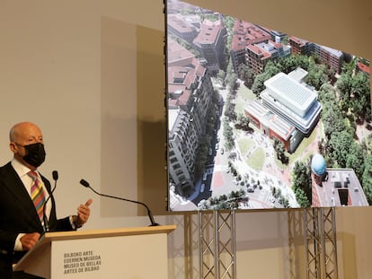 El arquitecto Norman Foster presenta en el Museo de Bellas Artes de Bilbao su proyecto de ampliación.