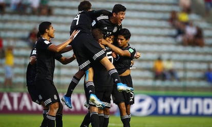 La celebración de los futbolistas mexicanos.