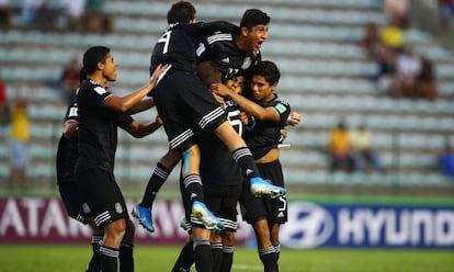 La celebración de los futbolistas mexicanos. 