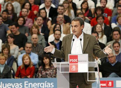 José Luis Rodríguez Zapatero durante su intervención en el acto de "Nuevas energías", celebrado en Madrid