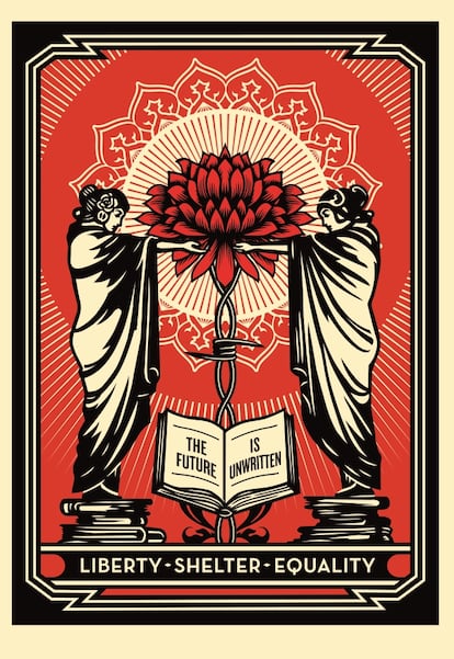 El cartel de Shepard Fairey subastado por la Fundación Robert Rauschenberg.