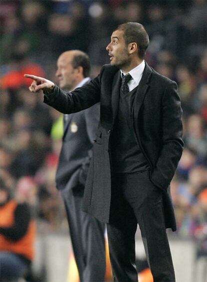 Pep Guardiola, durante el partido contra el Deportivo.