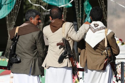 Armed Houthi fighters