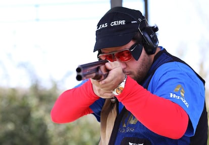 Alberto Fern&aacute;ndez, que acaba de ganar la Copa del Mundo de foso ol&iacute;mpico, en un entrenamiento en &Aacute;vila.