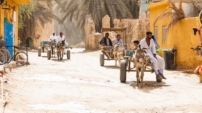 Una de las calles principales del centro del Oasis de Siwa, en Egipto.