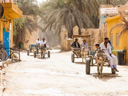 Una de las calles principales del centro del Oasis de Siwa, en Egipto.