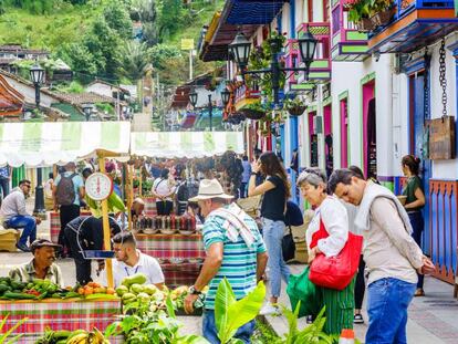 Mercado en el pueblo de Salento, Colombia. 