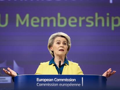 La presidenta de la Comisión Europea, Ursula von der Leyen, este viernes en Bruselas.