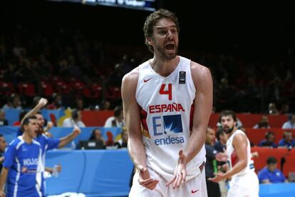 Pau Gasol durante el partido de cuartos de final del Eurobasket contra Grecia.