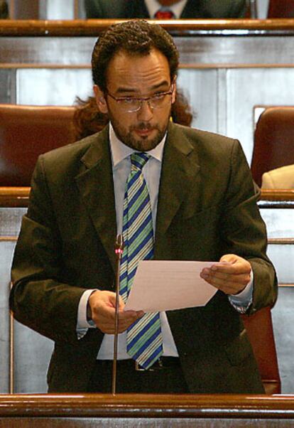 Antonio Hernando, portavoz Interior del PSOE, ayer en el Congreso.