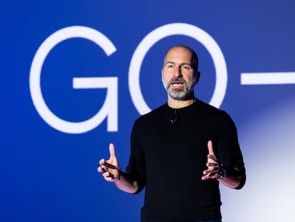 Dara Khosrowshahi, consejero delegado de Uber, durante la presentación este miércoles en Nueva York.