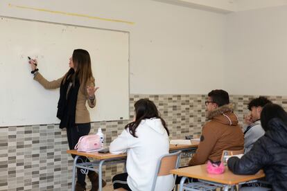 Una clase de Matemáticas en un instituto de Badalona.