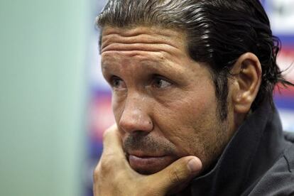 Diego Simeone, en un momento de la rueda de prensa.