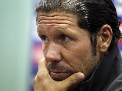 Diego Simeone, en un momento de la rueda de prensa.