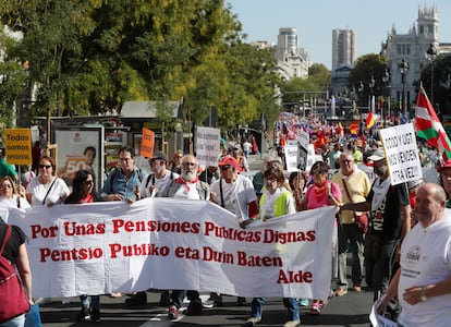 Ambiente durante la protesta en Madrid, este sábado.