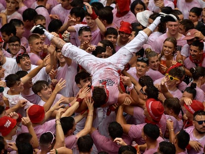 Revelers packed the main square during the start of nine days of uninterrupted partying in Pamplona's famed Running of the Bulls festival, known locally as the Sanfermines, on July 6, 2024. 