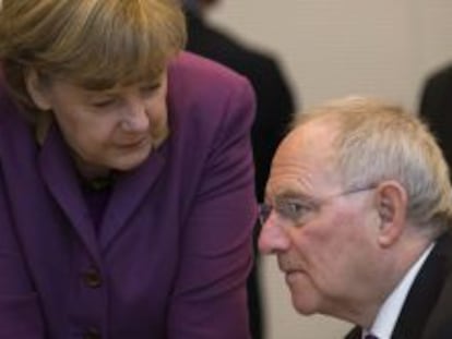 &Aacute;ngela Merkel, canciller alemana, y su ministro de Finanzas Wolfgang Schaeuble