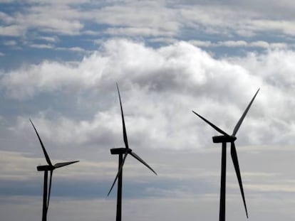 Una planta de molinos de viento propiedad de Iberdrola, en Moranchón (Guadalajara).