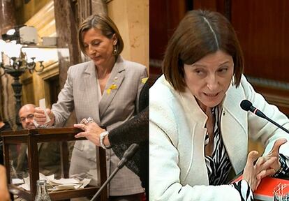 <b>Carme Forcadell</b>. L'expresidenta del Parlament està empresonada des del 24 de març del 2018 per permetre que es votés la DUI. Durant el judici del procés va declarar que va ser un acte sense cap validesa jurídica i va defensar la seva actuació.