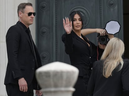 Kim Kardashian, a su llegada al Palacio de Justicia de París, este 13 de mayo.