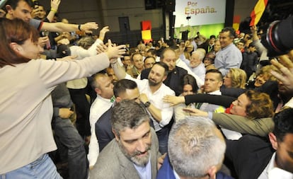 Santiago Abascal, en un acto de Vox en Murcia.