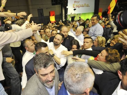 Santiago Abascal, en un acto de Vox en Murcia.