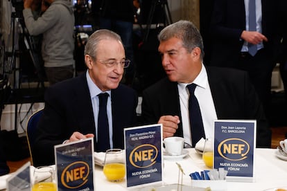 Florentino Pérez, presidente del Real Madrid, y Joan Laporta, presidente del FC Barcelona.