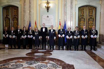 Felipe VI, este viernes en la foto de familia en el Supremo con la cúpula judicial.