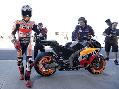 M&aacute;rquez en los primeros entrenamientos de pretemporada en Cheste.