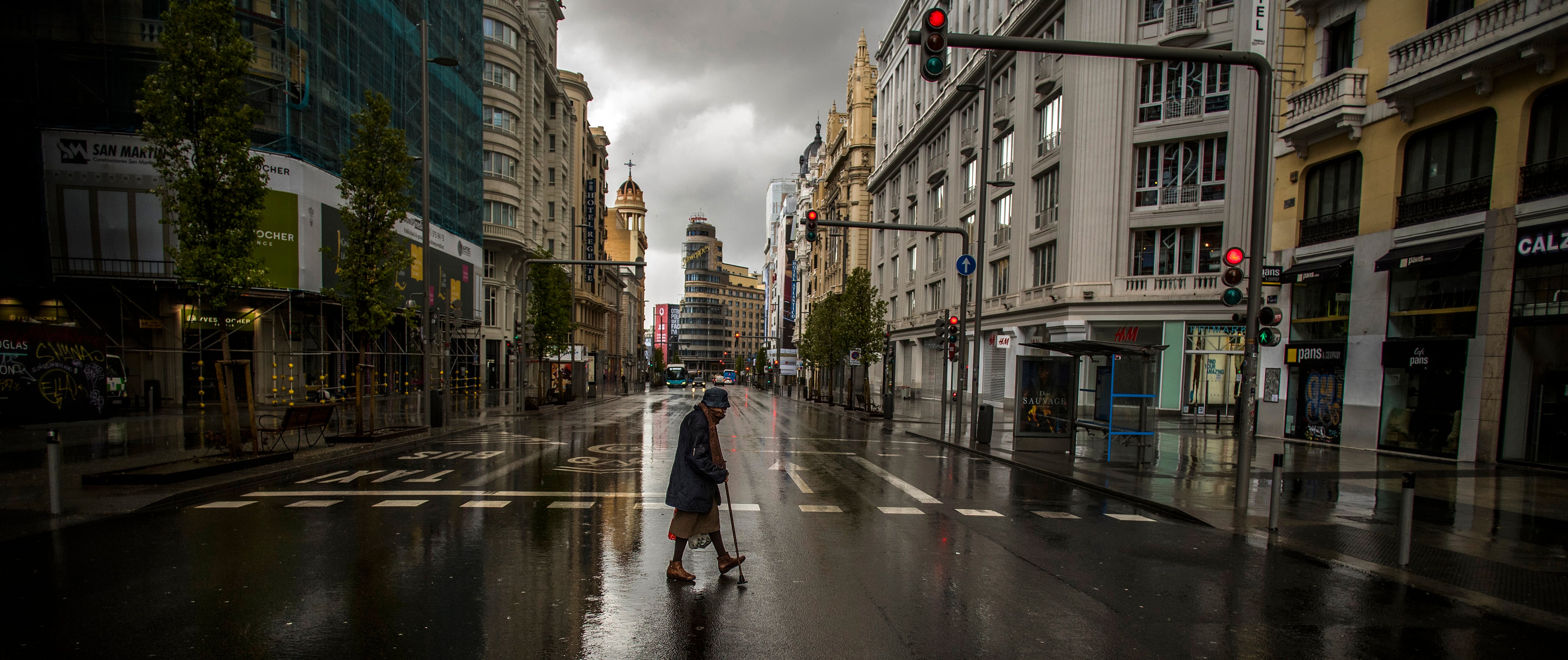 Madrid vacío por el Coronavirus. En la imagen, la Gran Vía. 