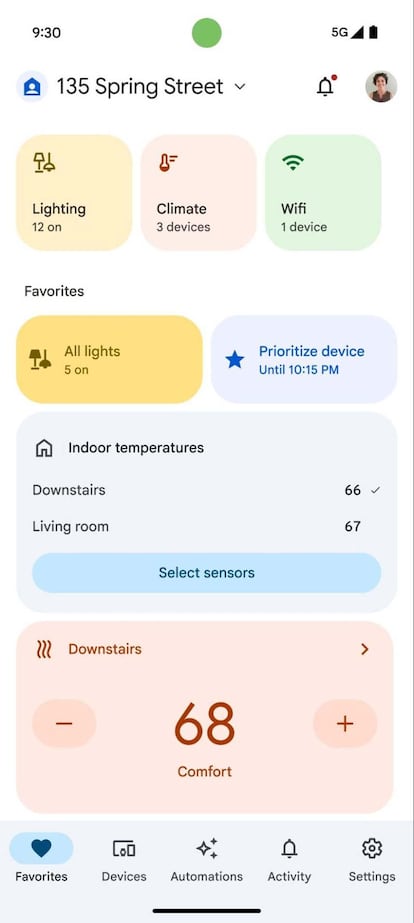 Interfaz actualizada de Google Home