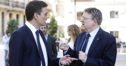 Pedro Sánchez y Ximo Puig durante un encuentro en Valencia.