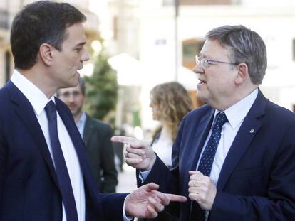 Pedro S&aacute;nchez y Ximo Puig durante un encuentro en Valencia.