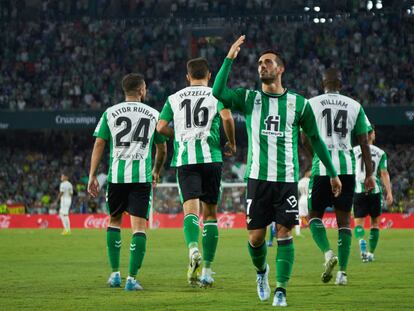 Juan Miguel "Juanmi" Jimenez of Real Betis celebrates a goal during the spanish league, La Liga Santander, football match played between Real Betis and Elche CF at Benito Villamarin stadium on August 15, 2022, in Sevilla, Spain.
AFP7 
15/08/2022 ONLY FOR USE IN SPAIN