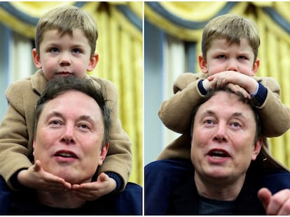 Musk y su hijo de cuatro años, en el Despacho Oval.