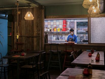 Un restaurante de Barcelona, este miércoles.