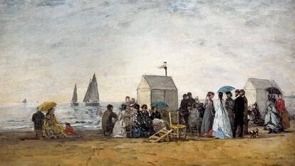 'La playa de Trouville', 1867, obra de Eugène Boudin en el Museo de Orsay.