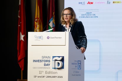 Intervención de la ministra Nadia Calviño, durante el Spain Investors Day.