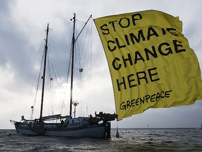 Campaña de Greempeace cerca de Copenhague para concienciar sobre el cambio climático.