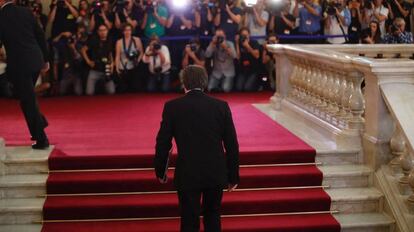 Carles Puigdemont en el Parlament este martes.