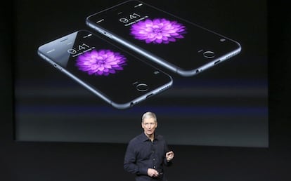 Tim Cook, durante una presentación en Cupertino en 2014.