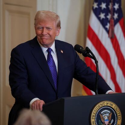 U.S. President Donald Trump attends an event to sign the Laken Riley Act at the White House in Washington, U.S.,  January 29, 2025. REUTERS/Carlos Barria