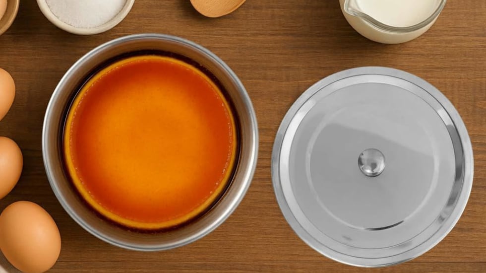 Flanera con tapa hermética fabricada en acero inoxidable de grado alimentario.