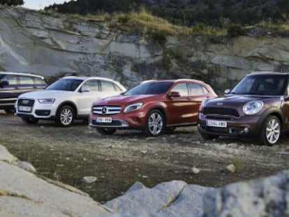 De izquierda a derecha: Range Rover Evoque, Audi Q3, Mercedes GLA y Mini Countryman. 