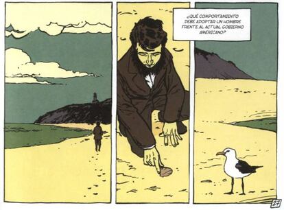 Plancha de 'Thoreau. La vida sublime', cómic de A. Dan y Maximilien LeRoy.