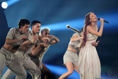 Eden Golan durante la actuación que le ha llevado al quinto puesto en Eurovisión 2024.