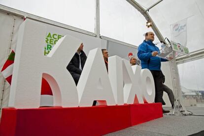 El presidente del PNV, Andoni Ortuzar interviene en la inauguración del 'batzoki' de Rivabellosa.